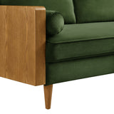 Kellan Walnut/Moss Green Performance Velvet Sofa - Ornate Home