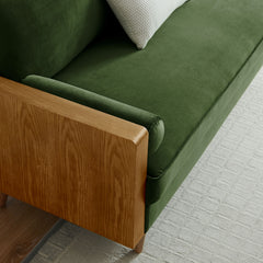 Kellan Walnut/Moss Green Performance Velvet Sofa - Ornate Home