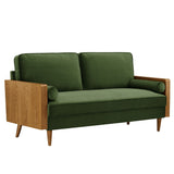 Kellan Walnut/Moss Green Performance Velvet Sofa - Ornate Home