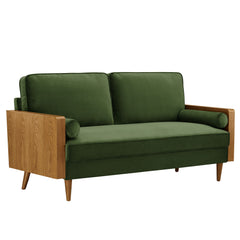 Kellan Walnut/Moss Green Performance Velvet Sofa - Ornate Home