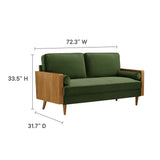 Kellan Walnut/Moss Green Performance Velvet Sofa - Ornate Home