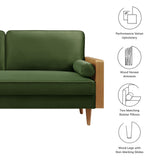 Kellan Walnut/Moss Green Performance Velvet Sofa - Ornate Home