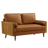Kellan Walnut/Tan Vegan Leather Loveseat - Ornate Home