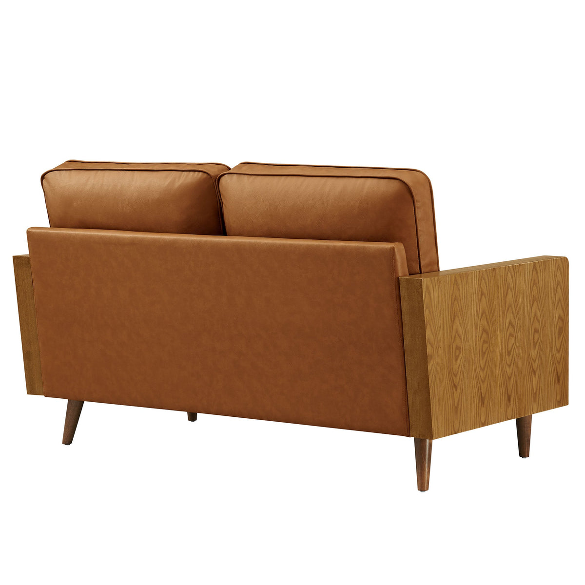 Kellan Walnut/Tan Vegan Leather Loveseat - Ornate Home
