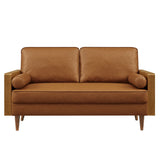 Kellan Walnut/Tan Vegan Leather Loveseat - Ornate Home