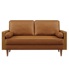 Kellan Walnut/Tan Vegan Leather Loveseat - Ornate Home