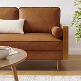 Kellan Walnut/Tan Vegan Leather Loveseat - Ornate Home