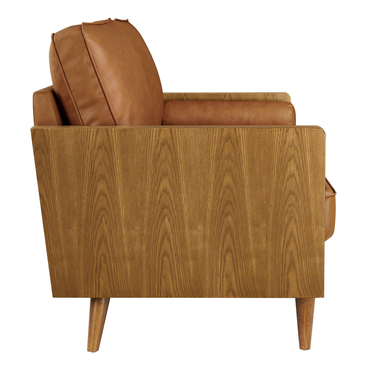 Kellan Walnut/Tan Vegan Leather Sofa - Ornate Home