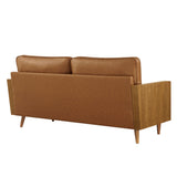 Kellan Walnut/Tan Vegan Leather Sofa - Ornate Home