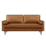 Kellan Walnut/Tan Vegan Leather Sofa - Ornate Home