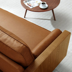 Kellan Walnut/Tan Vegan Leather Sofa - Ornate Home