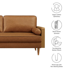 Kellan Walnut/Tan Vegan Leather Sofa - Ornate Home