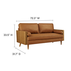 Kellan Walnut/Tan Vegan Leather Sofa - Ornate Home