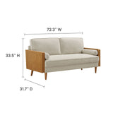 Kellan Walnut Weave Light Beige Heathered Fabric Upholstered Sofa - Ornate Home