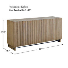 Kellem Woodtone Natural Wood 4 Door Cabinet - Ornate Home