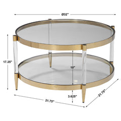 Kellen Gold Glass Coffee Table - Ornate Home