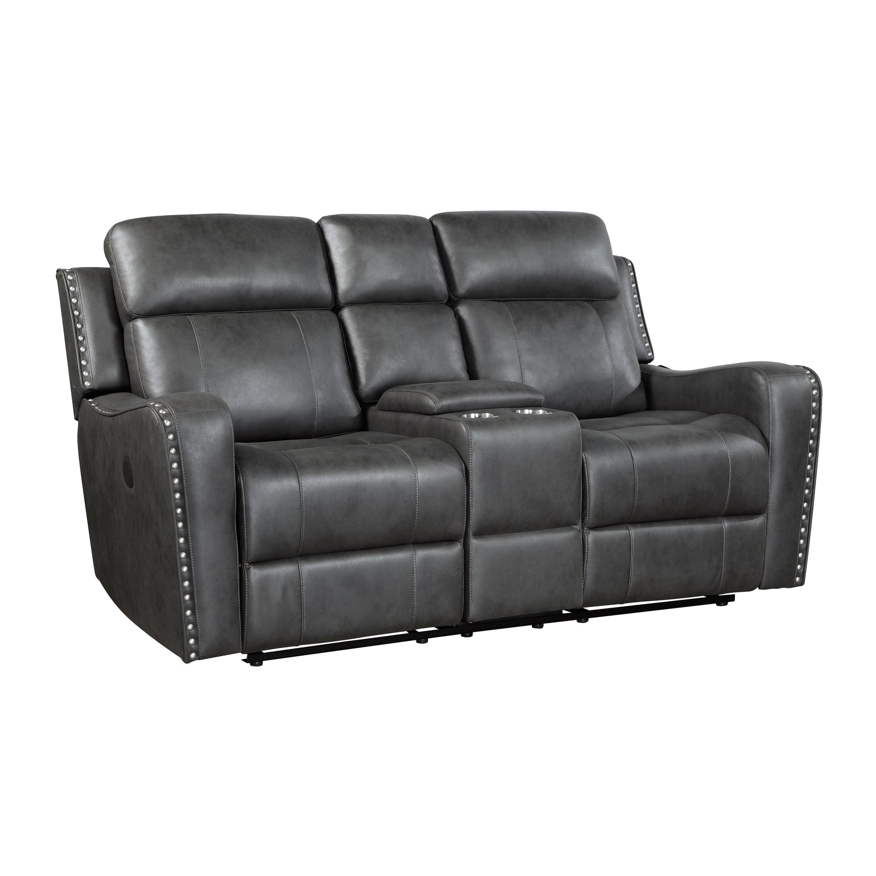 Kellen Smoky Gray Power Double Reclining Loveseat - Ornate Home