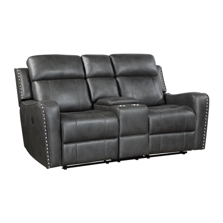 Kellen Smoky Gray Power Double Reclining Loveseat - Ornate Home