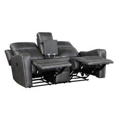 Kellen Smoky Gray Power Double Reclining Loveseat - Ornate Home