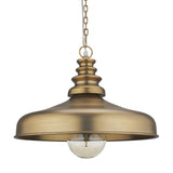 Keller Antiqued Brass Wide Metal 1-Light Pendant - Ornate Home