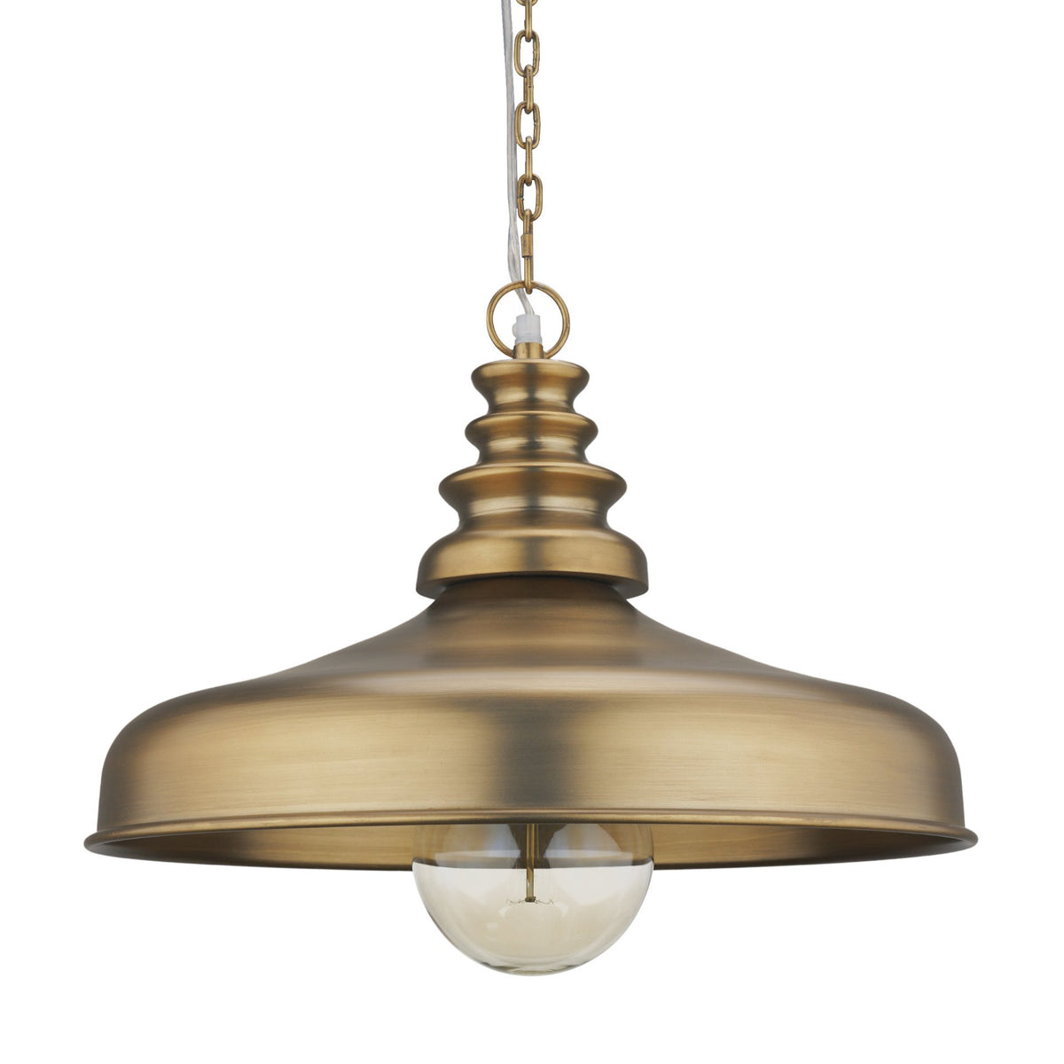 Keller Antiqued Brass Wide Metal 1-Light Pendant - Ornate Home