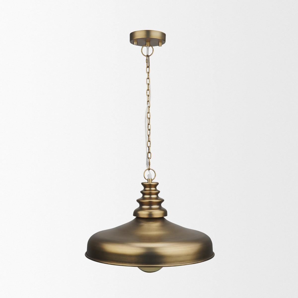 Keller Antiqued Brass Wide Metal 1-Light Pendant - Ornate Home