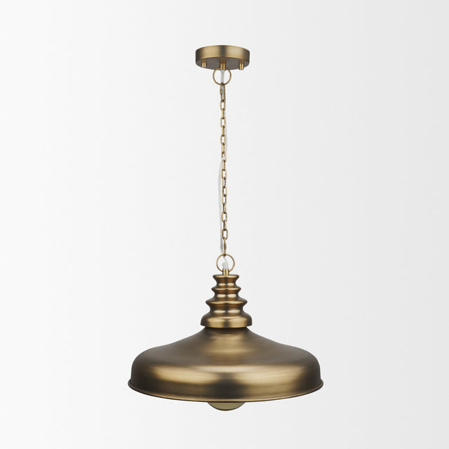 Keller Antiqued Brass Wide Metal 1-Light Pendant - Ornate Home