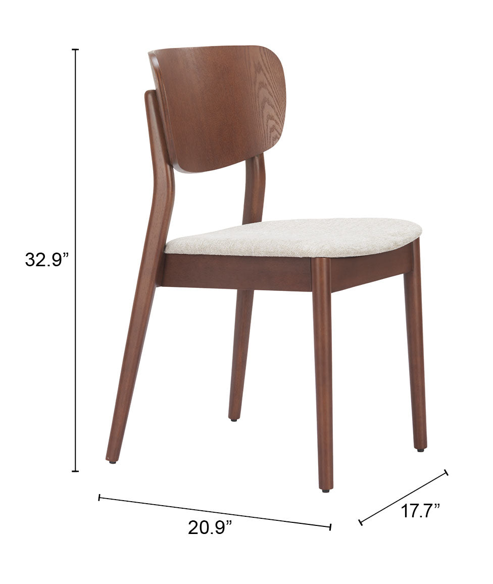 Kellua Beige & Walnut Dining Chair (Set of 2) - Ornate Home