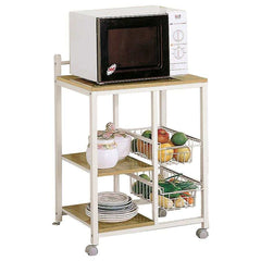 Kelvin Natural Brown & White 2-shelf Kitchen Cart - Ornate Home