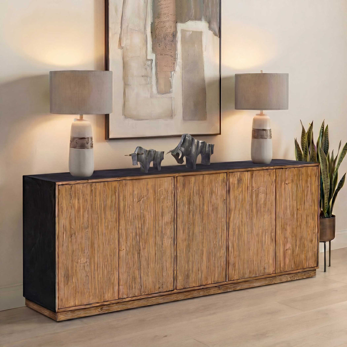 Kelvin Woodtone 5 Door Wood Media Console - Ornate Home