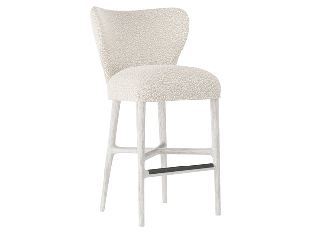 Kemp Glacier White/White/Cream Fabric Bar Stool - Ornate Home
