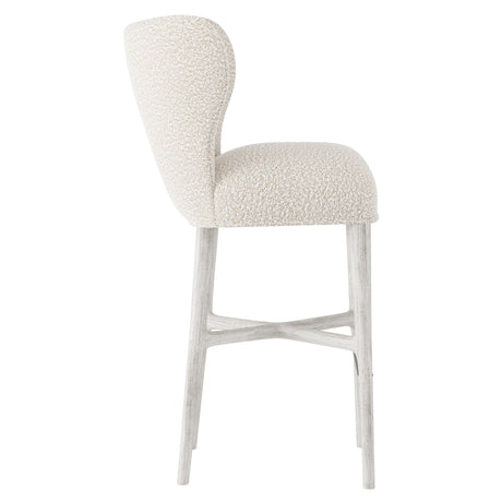 Kemp Glacier White/White/Cream Fabric Bar Stool - Ornate Home