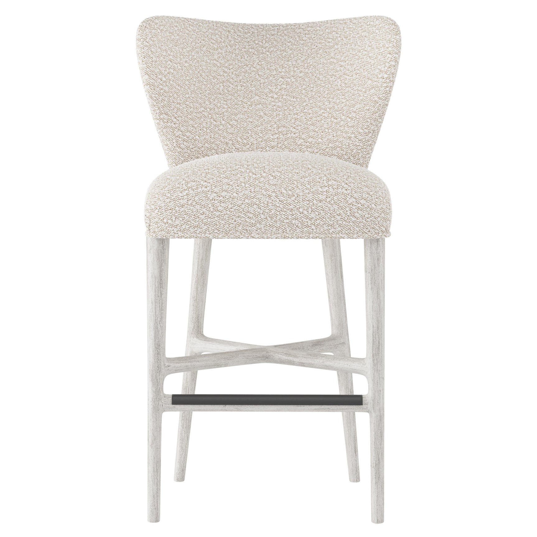 Kemp Glacier White/White/Cream Fabric Bar Stool - Ornate Home