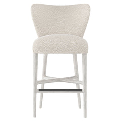 Kemp Glacier White/White/Cream Fabric Bar Stool - Ornate Home