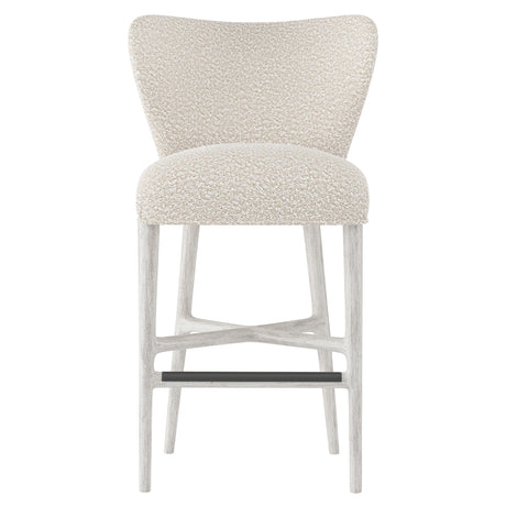 Kemp Glacier White/White/Cream Fabric Bar Stool - Ornate Home
