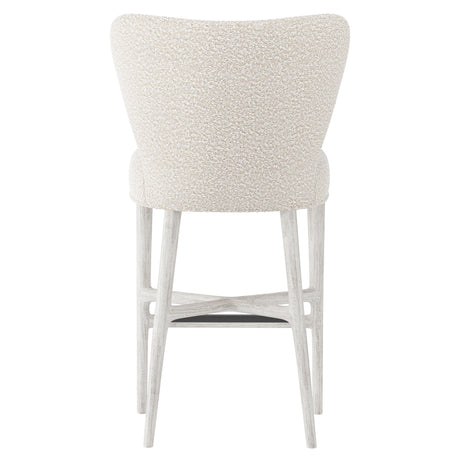 Kemp Glacier White/White/Cream Fabric Bar Stool - Ornate Home
