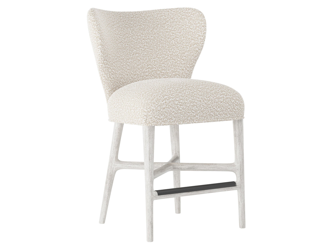 Kemp Glacier White/White/Cream Fabric Counter Stool - Ornate Home
