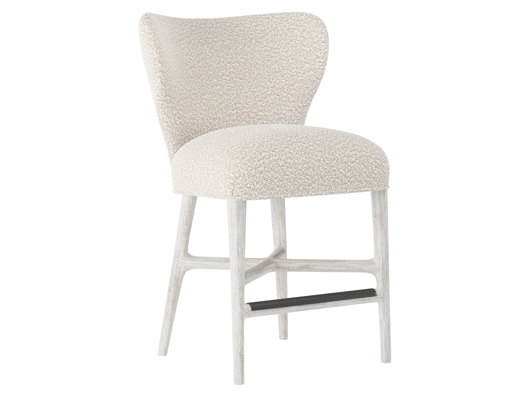 Kemp Glacier White/White/Cream Fabric Counter Stool - Ornate Home