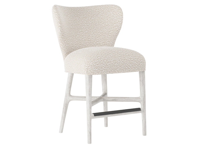 Kemp Glacier White/White/Cream Fabric Counter Stool - Ornate Home