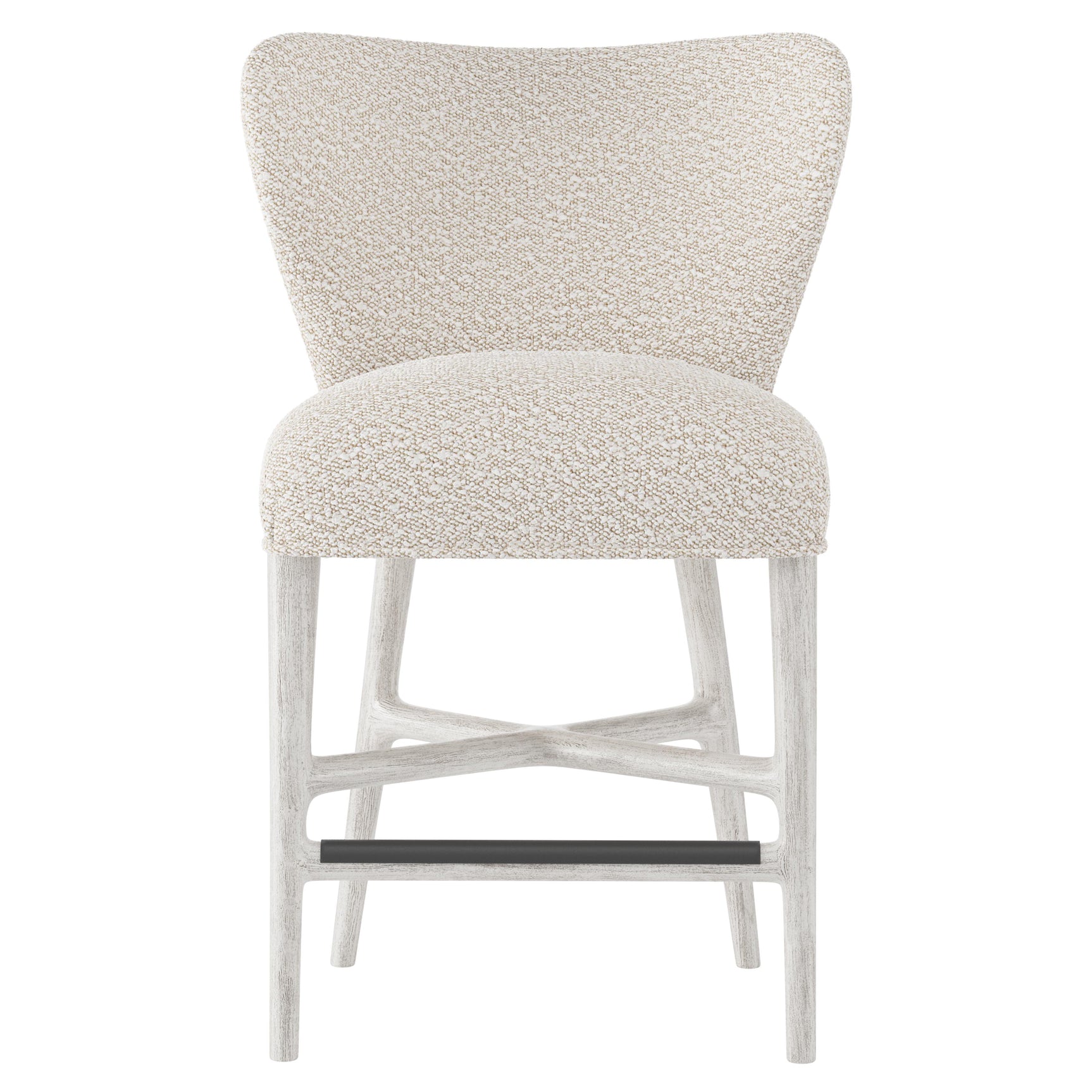 Kemp Glacier White/White/Cream Fabric Counter Stool - Ornate Home