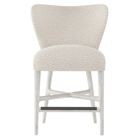 Kemp Glacier White/White/Cream Fabric Counter Stool - Ornate Home