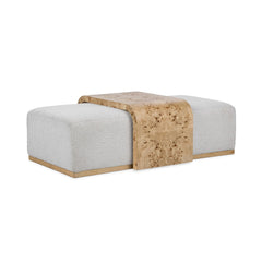 Kenan Creamy Ivory Ottoman - Ornate Home