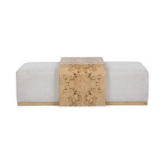 Kenan Creamy Ivory Ottoman - Ornate Home