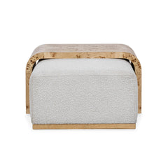 Kenan Creamy Ivory Ottoman - Ornate Home