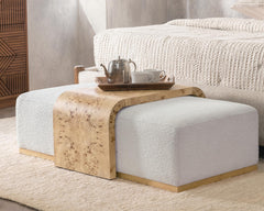 Kenan Creamy Ivory Ottoman - Ornate Home