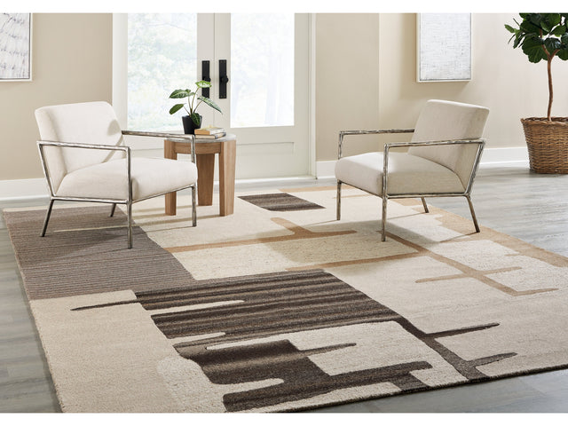 Kencher Beige/Brown Extra Large Rug - Ornate Home