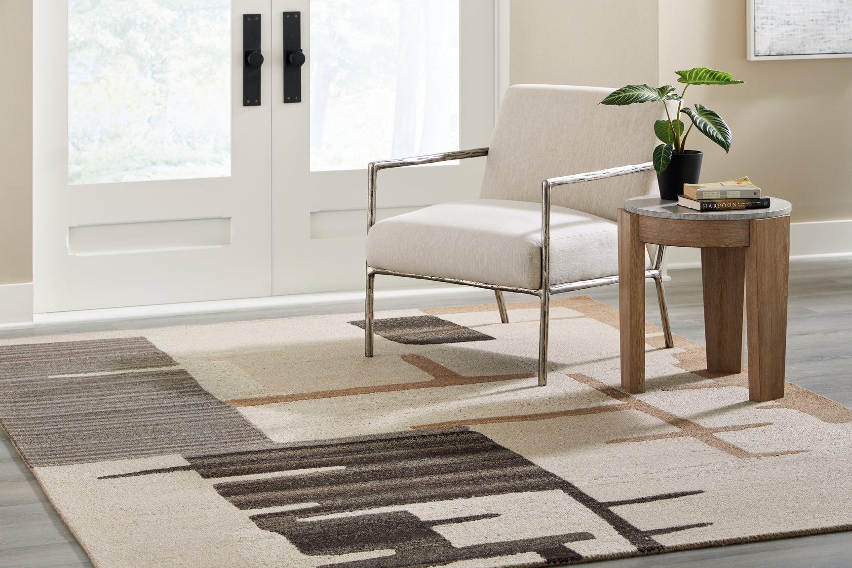 Kencher Beige/Brown Large Rug - Ornate Home