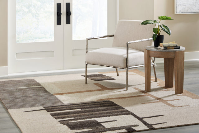 Kencher Beige/Brown Large Rug - Ornate Home