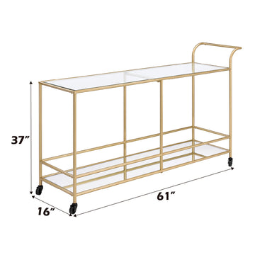 Kenda Clear Glass, Mirrored & Gold Serving Cart - Ornate Home