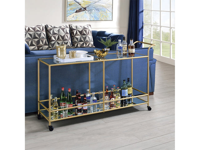 Kenda Clear Glass, Mirrored & Gold Serving Cart - Ornate Home